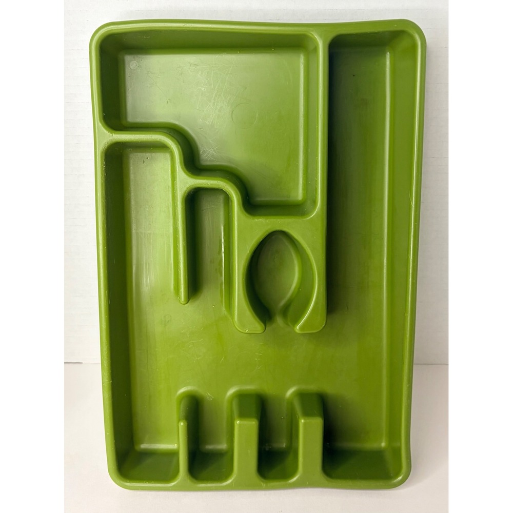 Vintage Rubbermaid Avocado Green‎ Silverware Organizer Tray Retro Kitchen